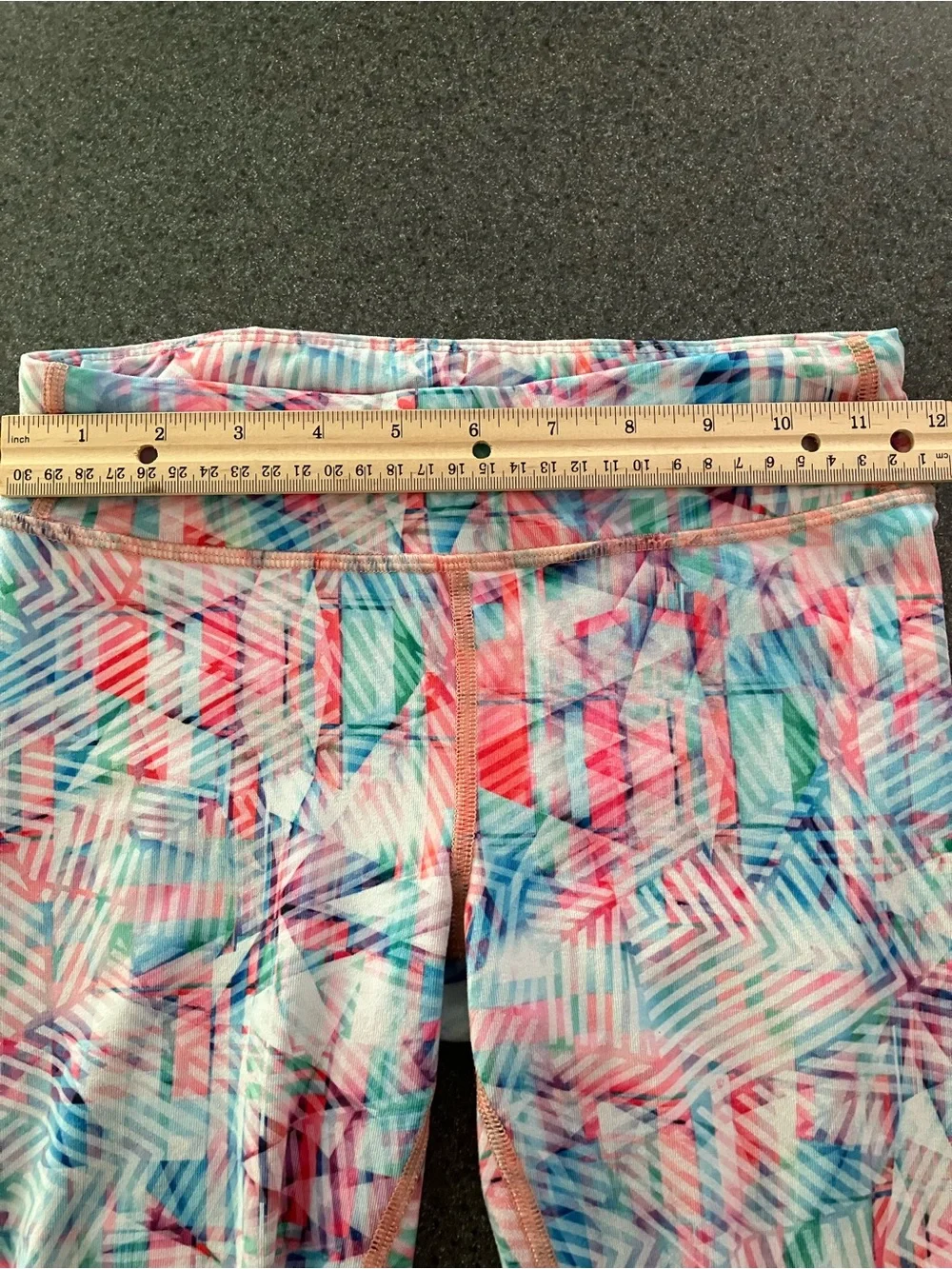 Athleta Girls' Multicolor Geo Stripe Leggings - Pink, Blue, Green